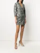 Retrofete V-neck ruched snakeskin print dress