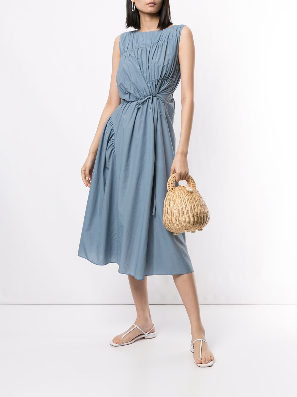 Shop Goen J Multi-directional Ruched Shift Dress In Blue