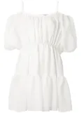 Goen.J balloon-sleeved tiered mini dress - White