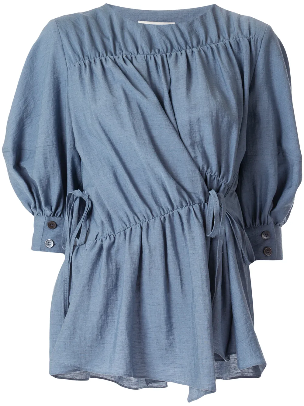Goen J Multi-directional Ruched Blouse In Blue