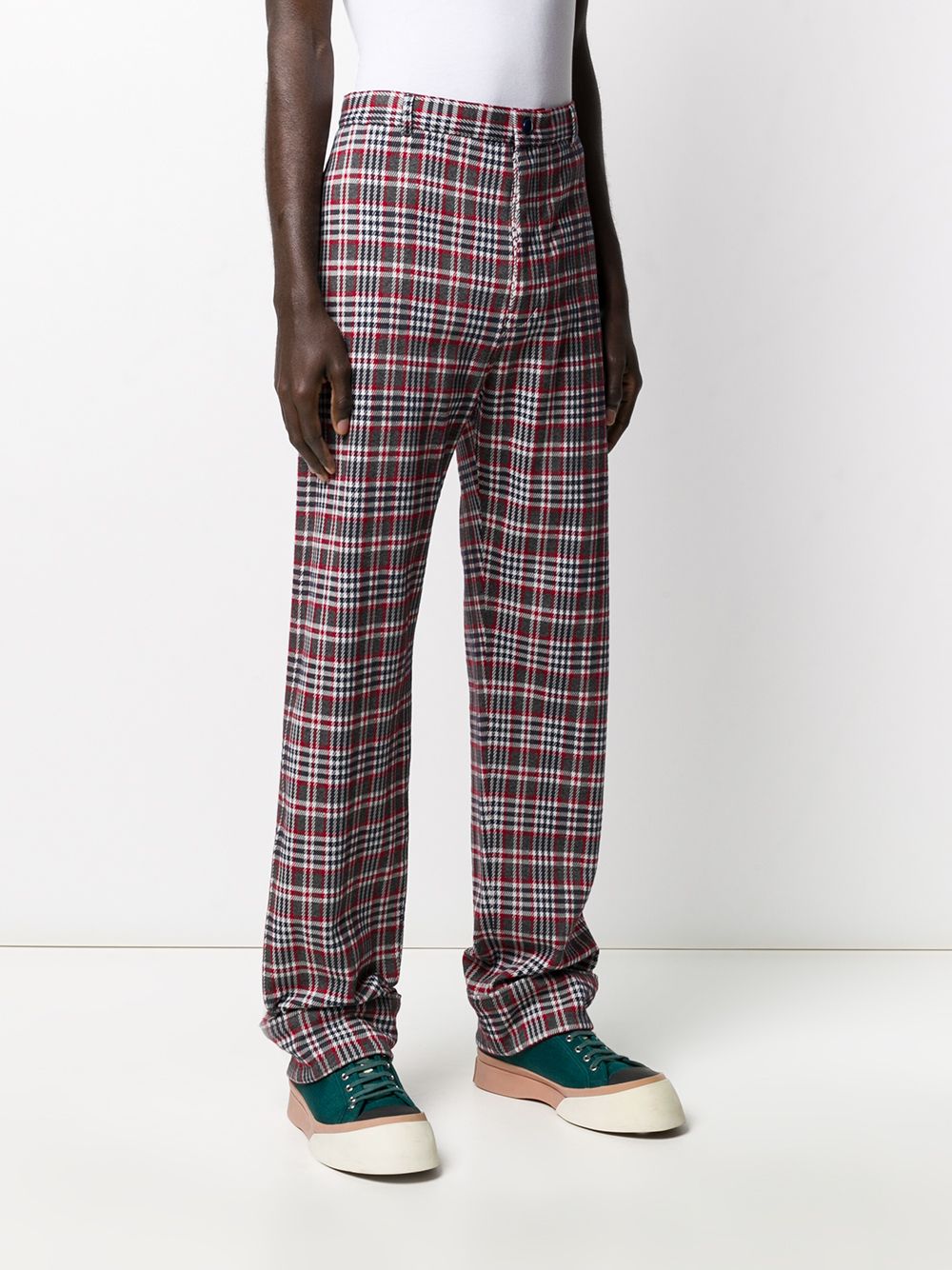 Shop Marni Check Tailored Trousers In Blue