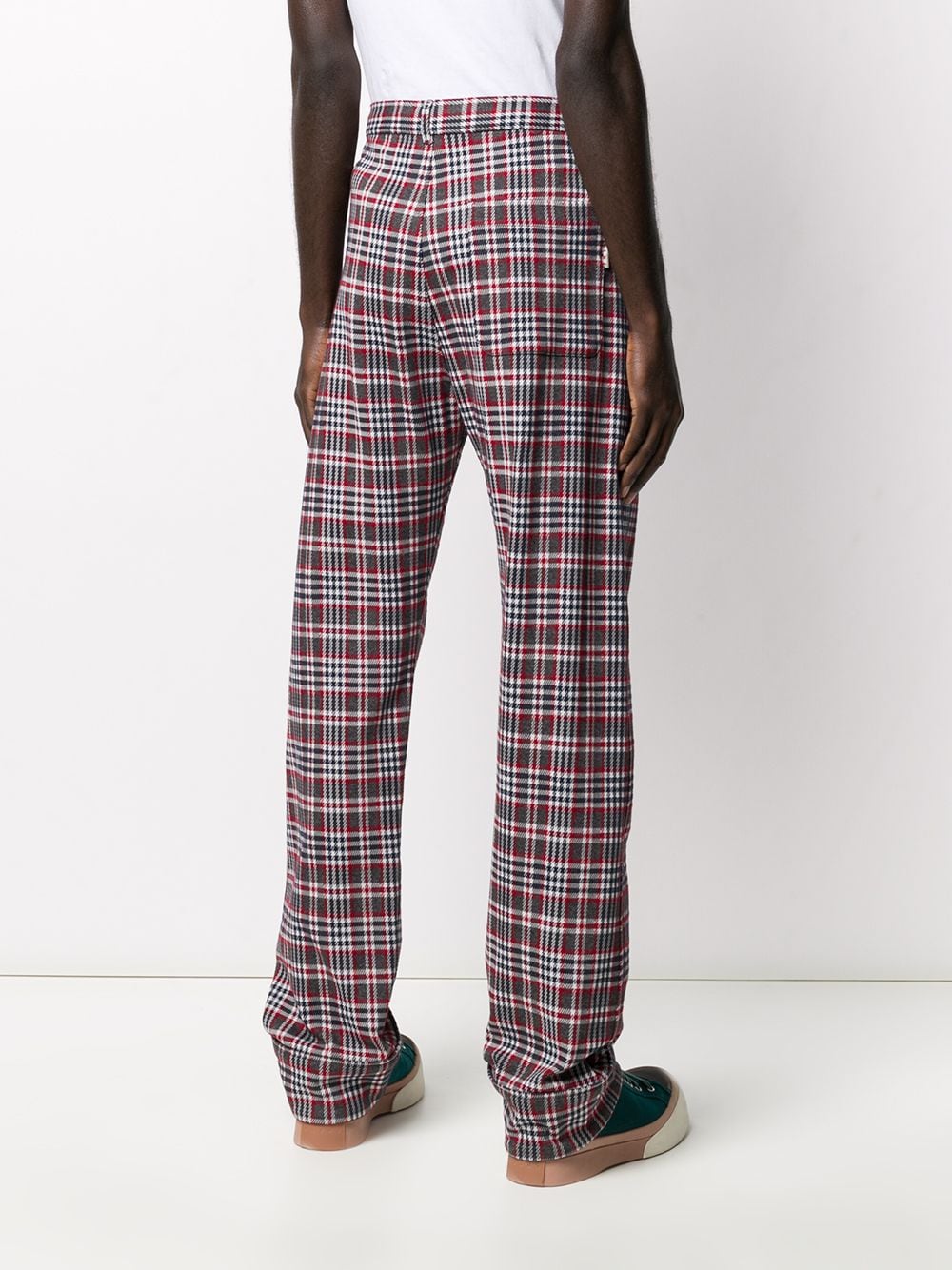 Shop Marni Check Tailored Trousers In Blue