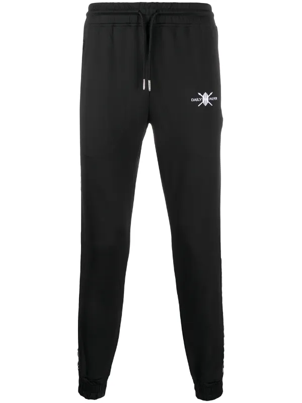 daily paper black tape logo track pants