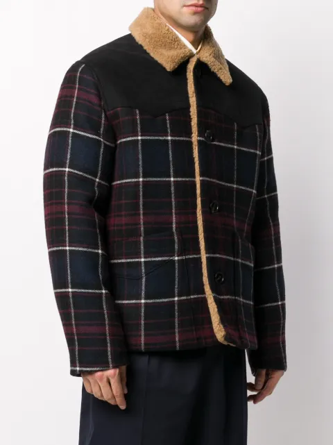 plaid shearling jacket mens