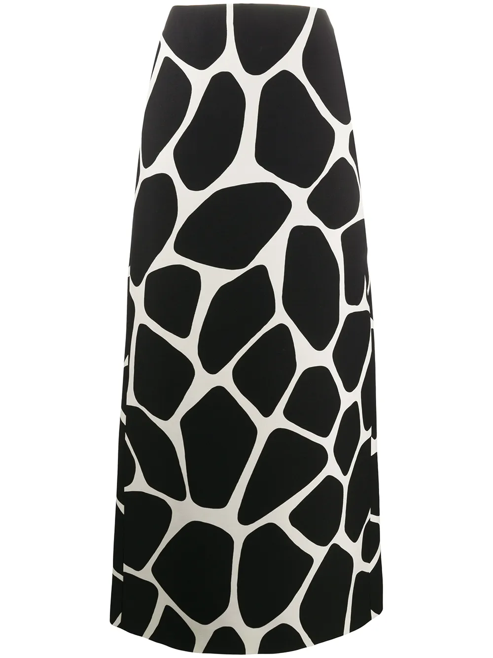 Valentino Animal Print Long Skirt In 0an Avorio Nero