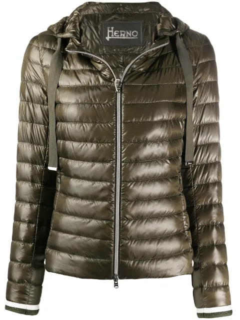 Shop green Herno zipped padded jacket 