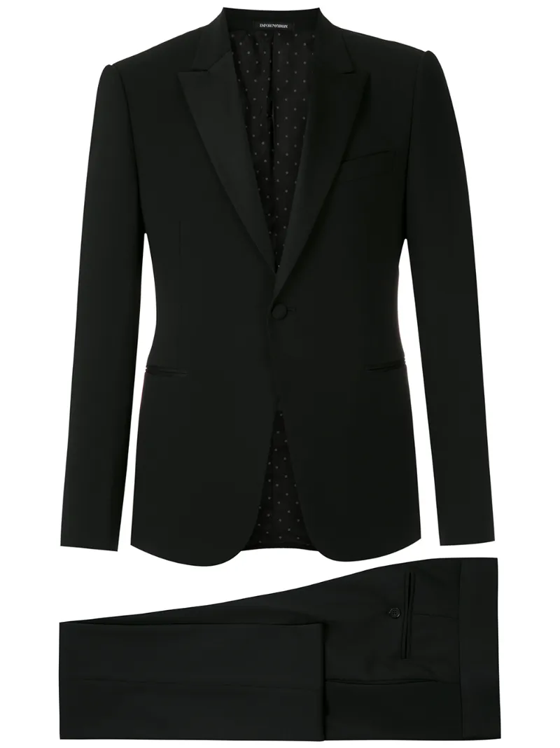 Emporio Armani Fitted Two-piece Suit In Black