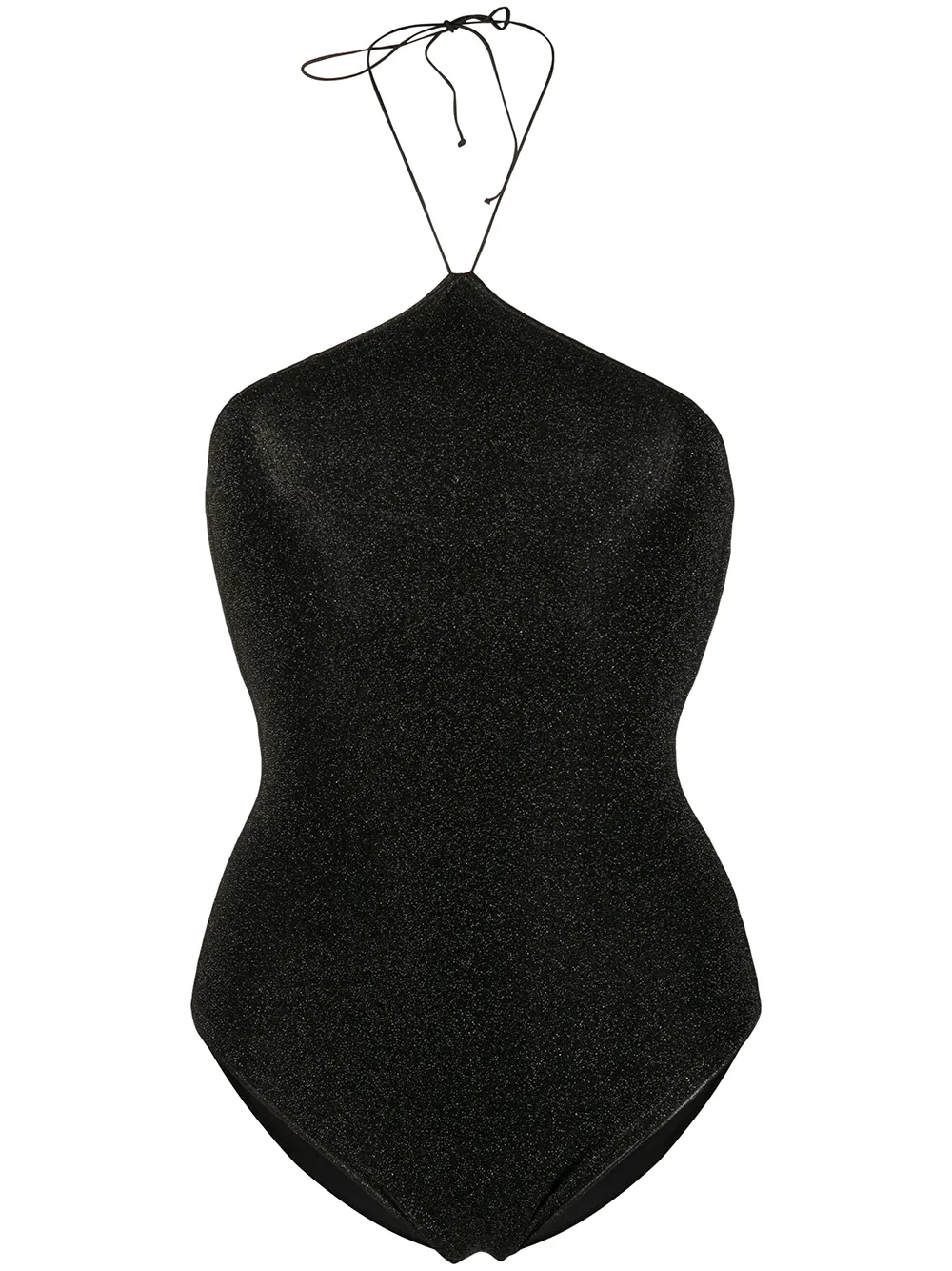 Oseree Metallic Shimmer Halter Swimsuit In Black