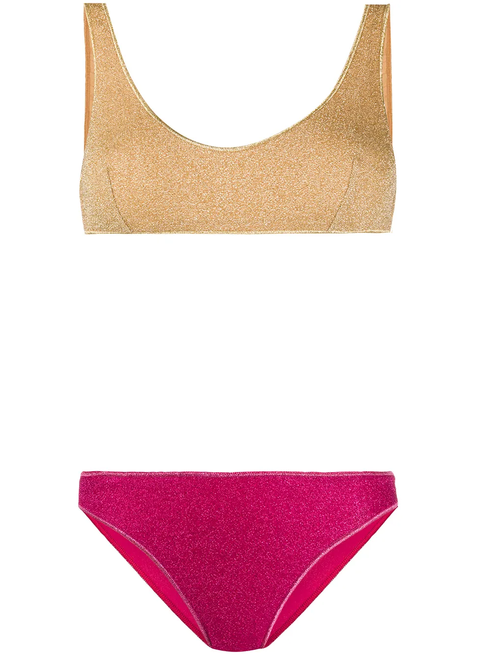 Oseree Shimmer Mix And Match Bikini Set In Gold