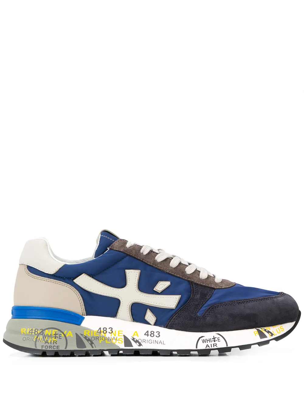 White Premiata Side Logo Sneakers In Blue