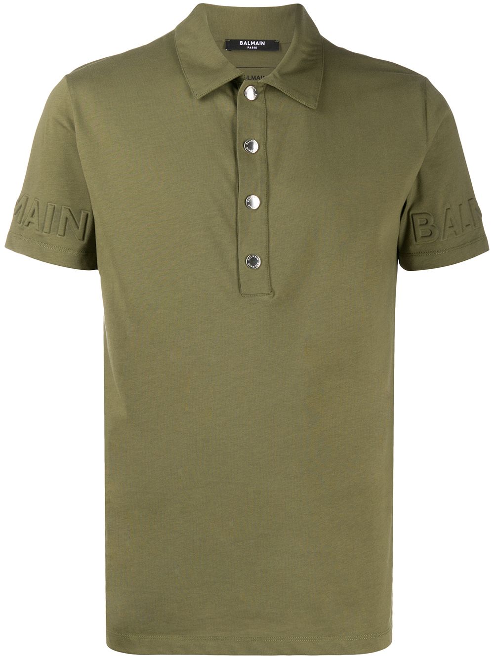 Balmain Logo Sleeve Polo Shirt In Green