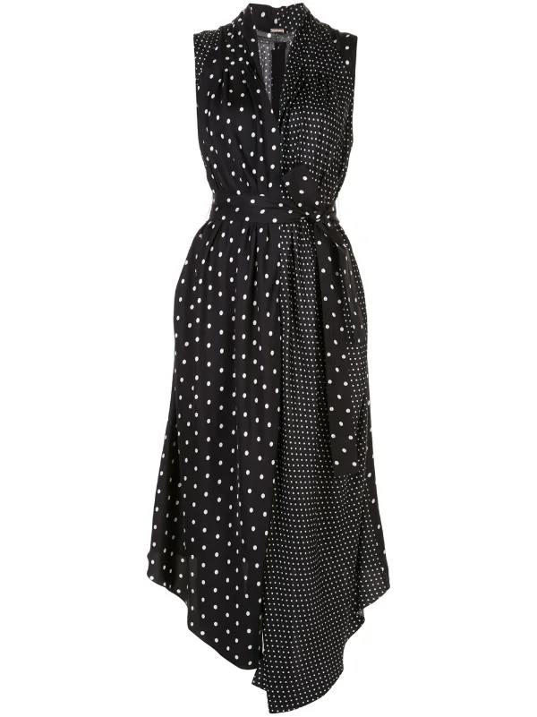 black polka dot asymmetric dress