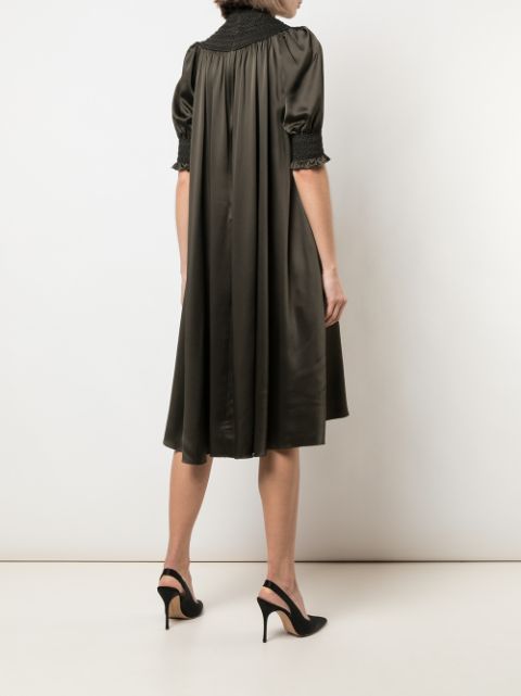 Shop Adam Lippes Gathered Shift Dress In Green