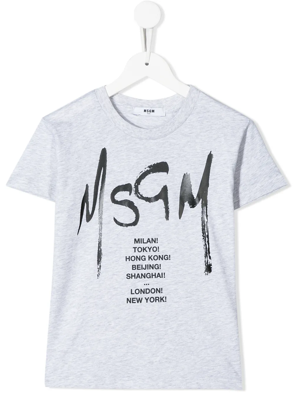 Msgm Kids' Logo Print T-shirt In Grey