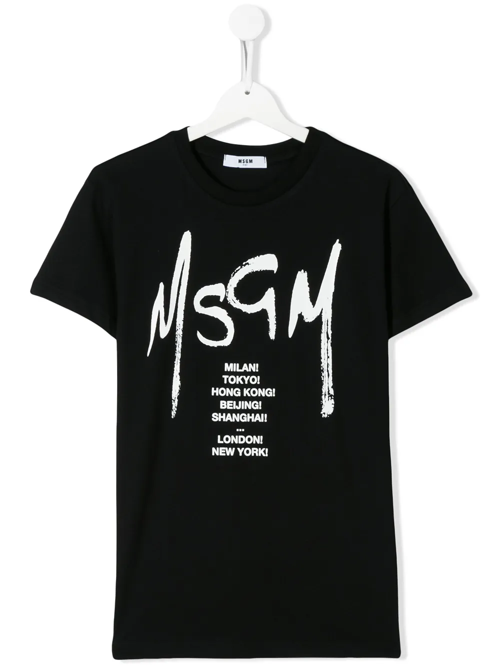 Msgm Teen Logo Print T-shirt In Black