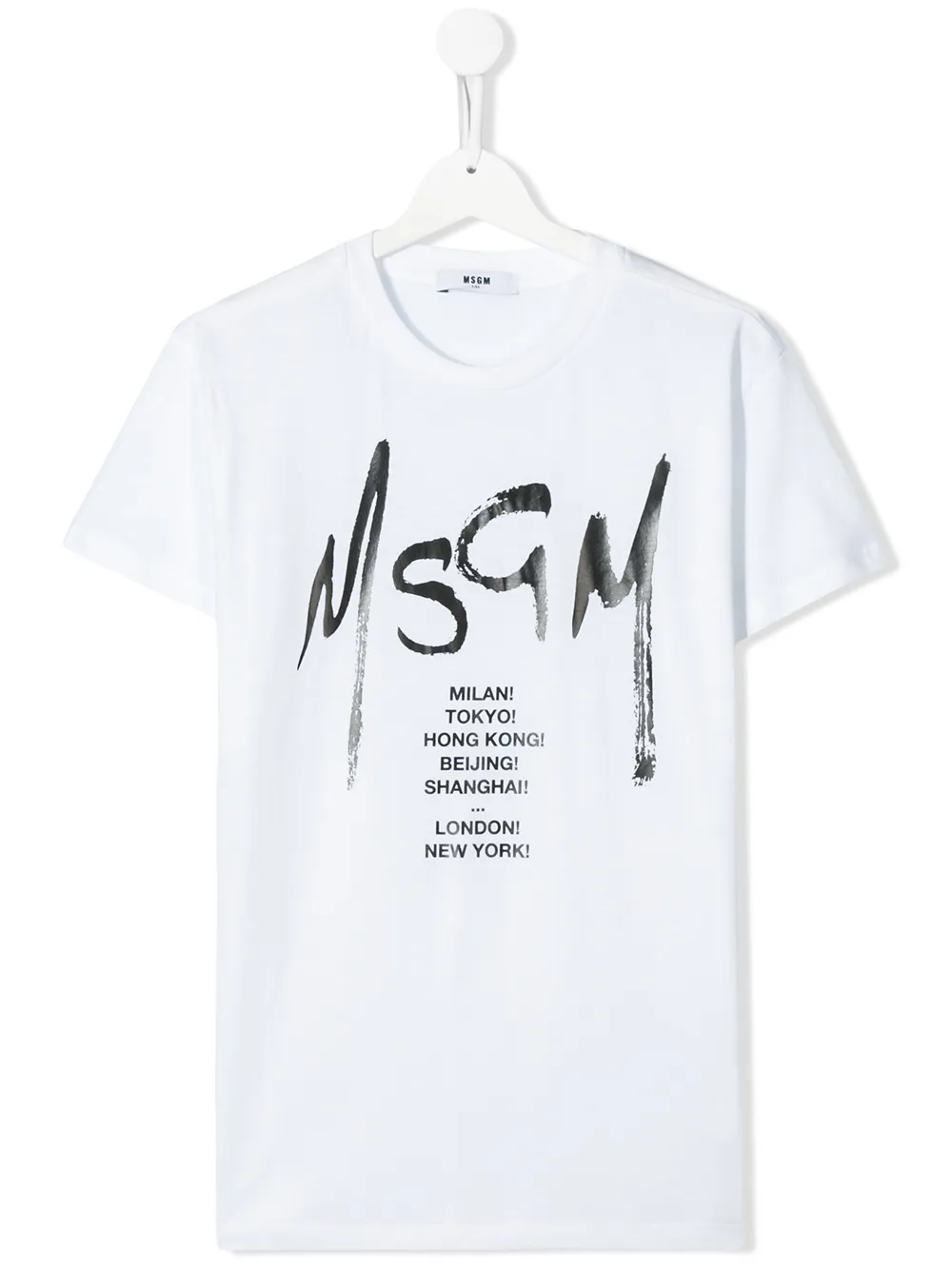 Msgm Teen Logo Print T-shirt In White