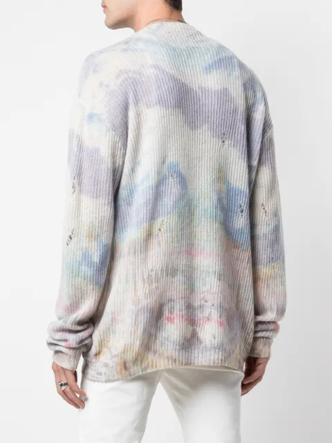 amiri tie dye cashmere cardigan