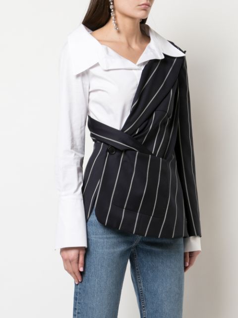 Shop Monse Deconstructed Pinstripe Poplin Shirt In Blue