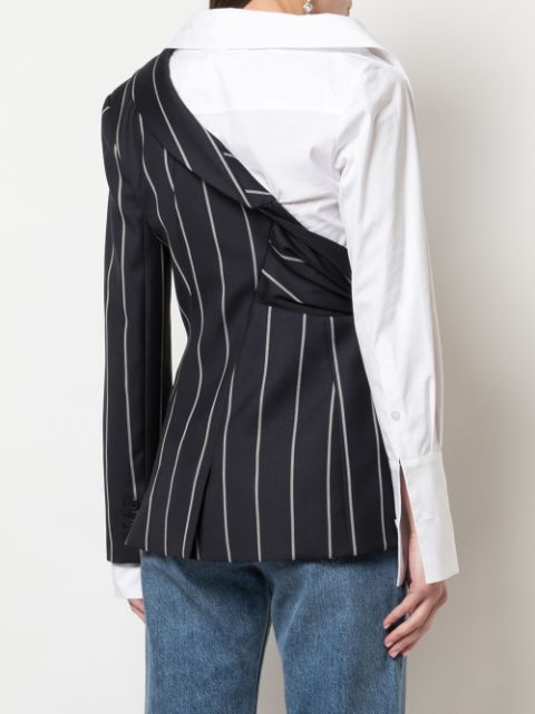 Shop Monse Deconstructed Pinstripe Poplin Shirt In Blue