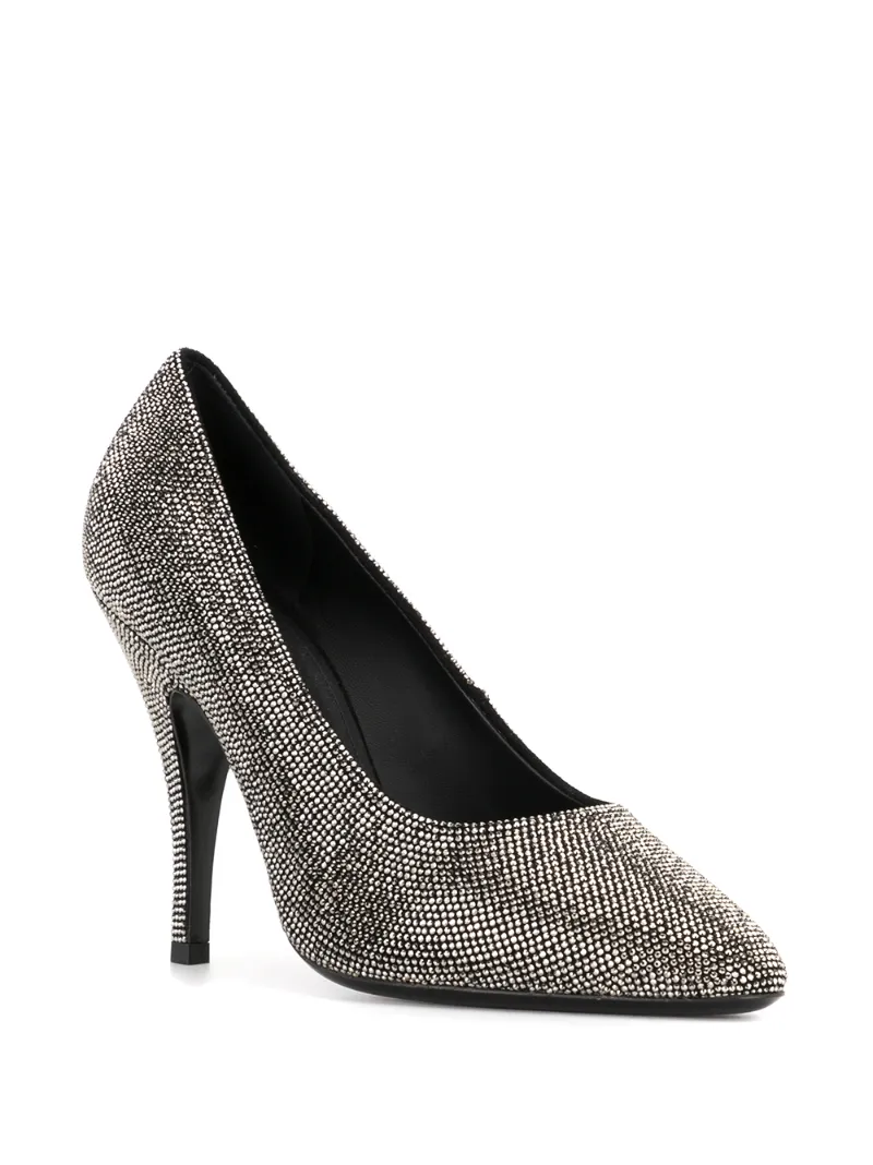 Ferragamo Crystal-embellished Pumps In Grey