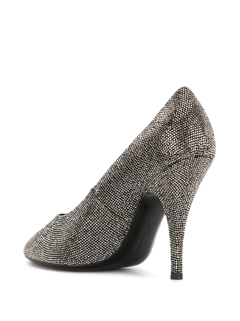 Ferragamo Crystal-embellished Pumps In Grey