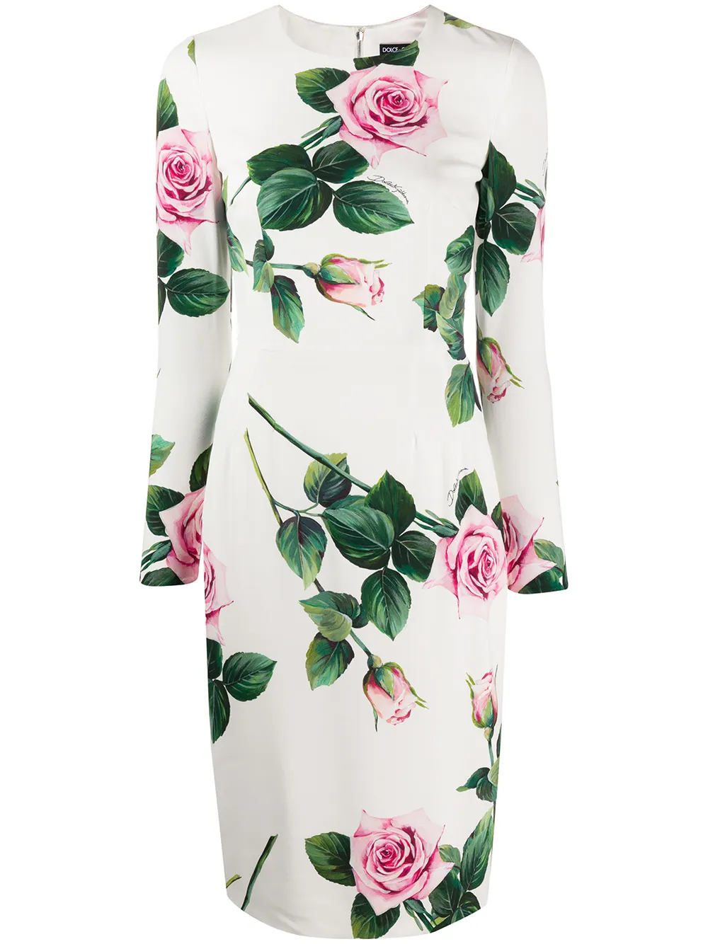 DOLCE & GABBANA CADY TROPICAL ROSE PRINT DRESS