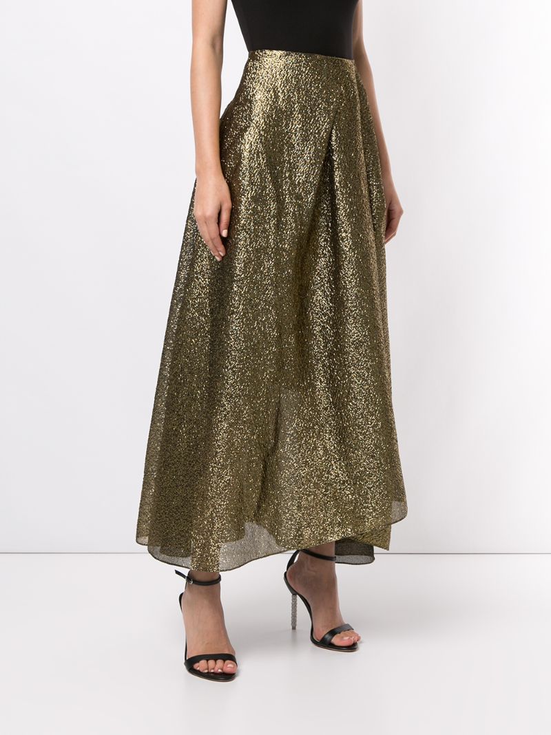 Shop Roland Mouret A-line Metallic Skirt In Gold