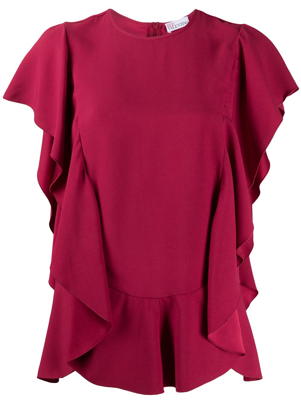 Red Valentino Ruffled Short-sleeved Blouse In Red