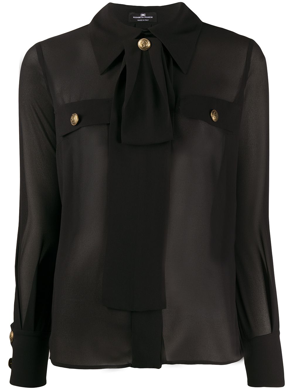 Elisabetta Franchi Sheer Tailored Blouse In Black