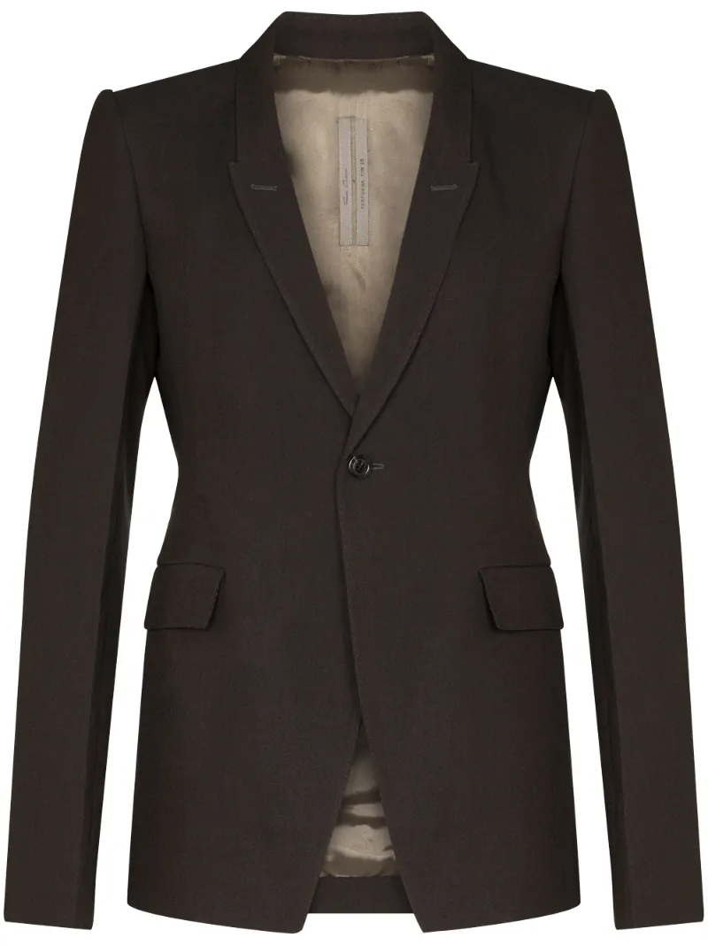 Click to view more detailed imagery on our partner's website Rick Owens Grey Performa Recycled Single-breasted Blazer