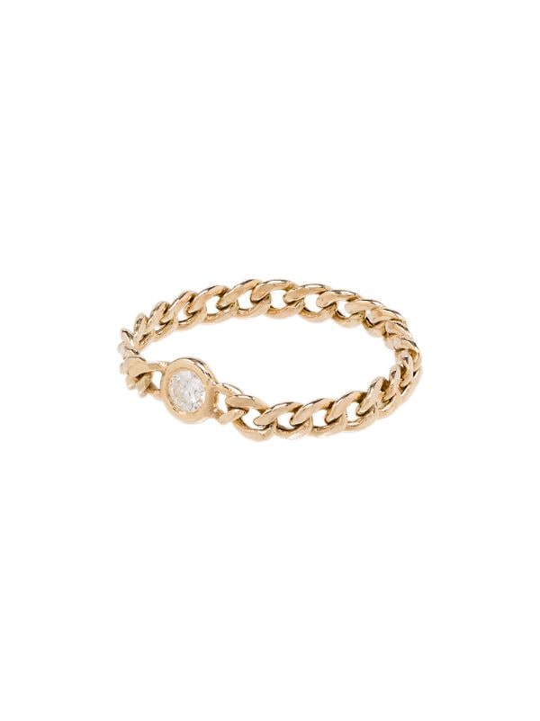 Zoe Chicco 14kt Yellow Gold Small Curb Chain Ring Farfetch