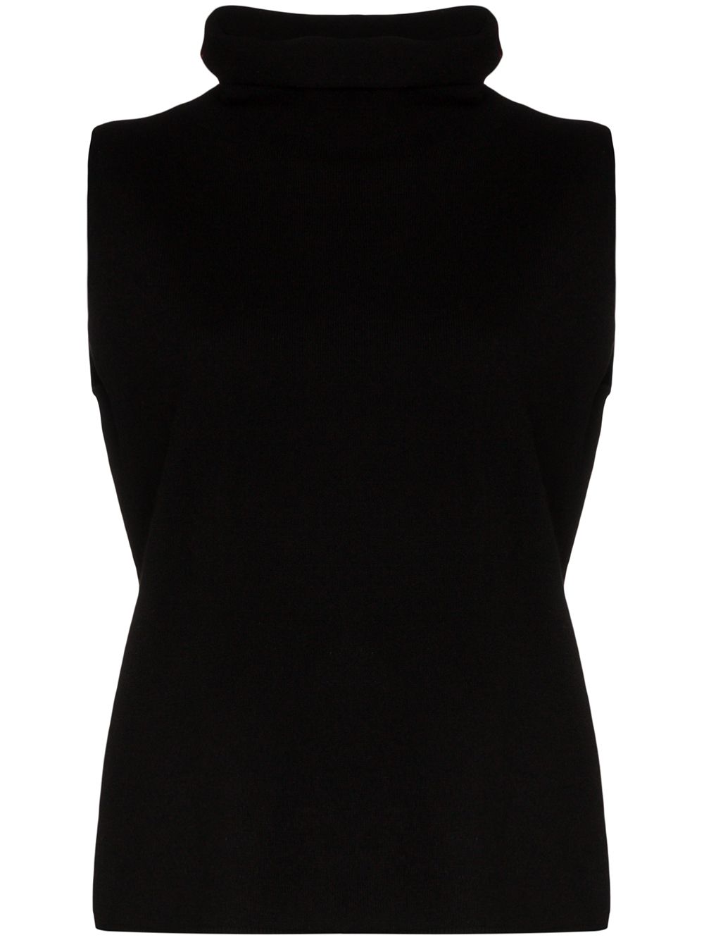 PLY-KNITS SLEEVELESS CASHMERE TURTLENECK TOP