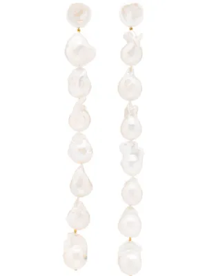 By Pariah 14kt yellow gold Baroque Lariat pearl drop earrings