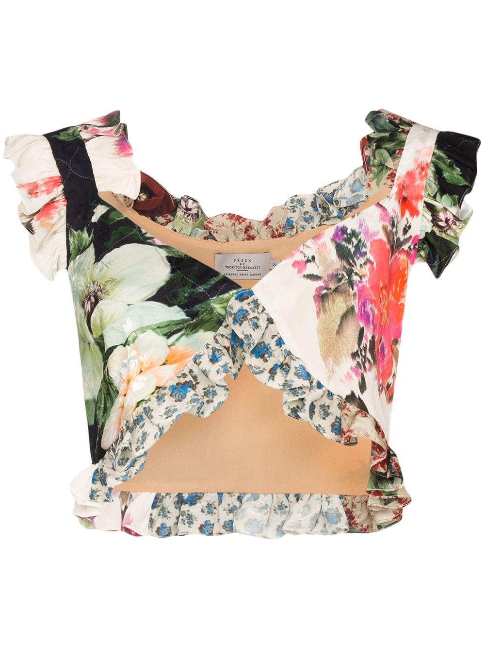 фото Preen by thornton bregazzi floral print patchwork crop top