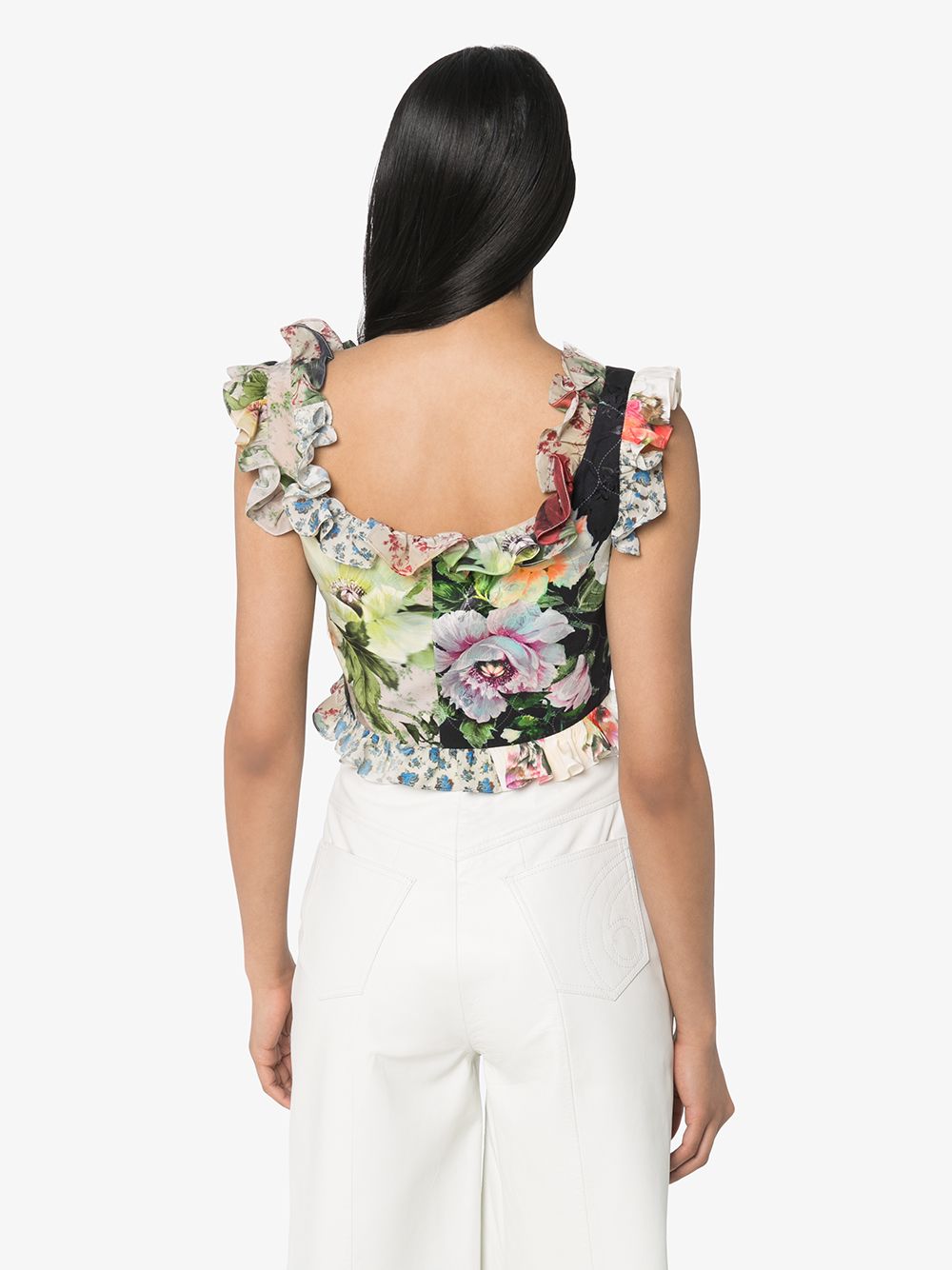 фото Preen by thornton bregazzi floral print patchwork crop top