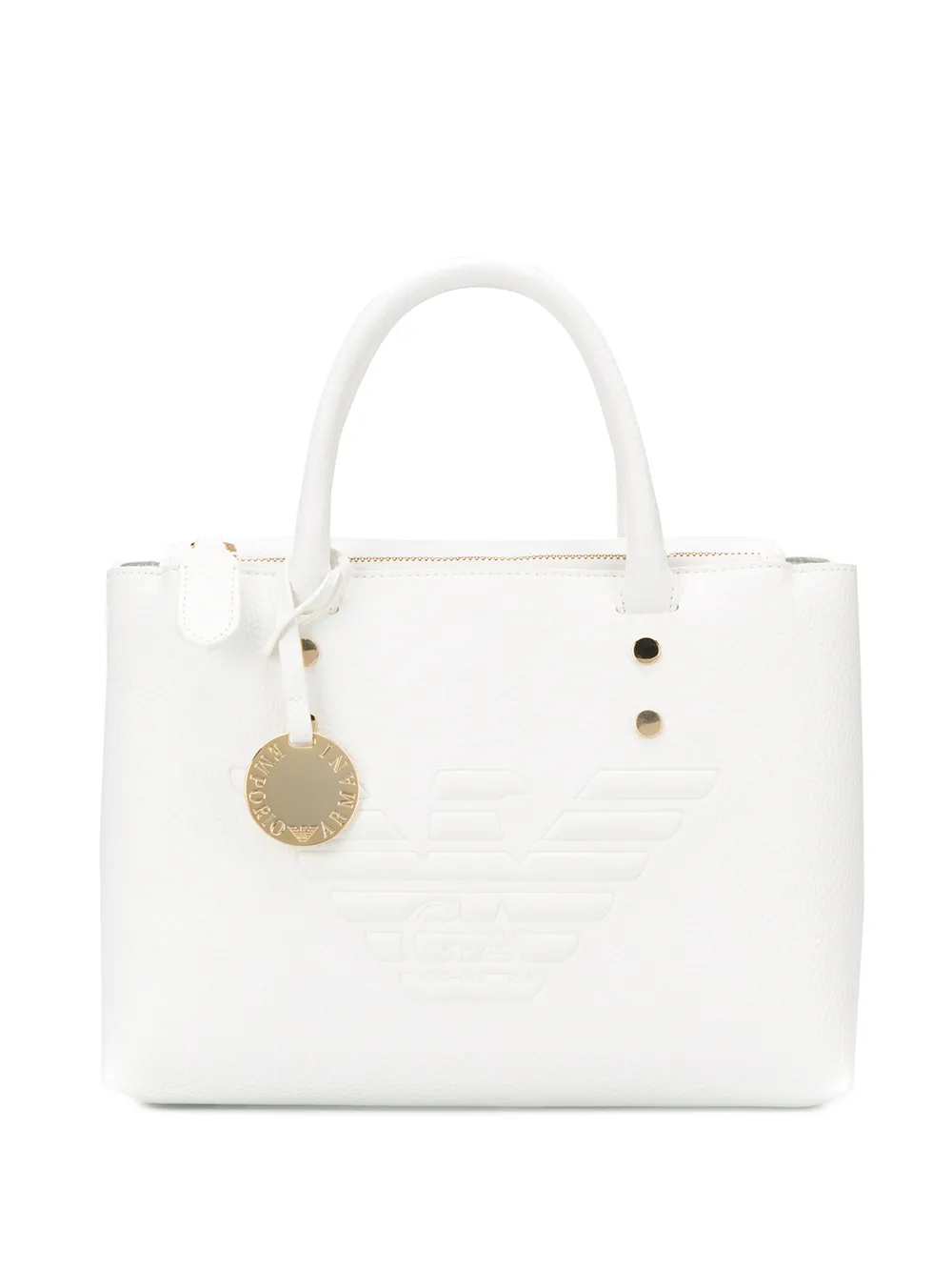 Emporio Armani Logo Embossed Tote In White