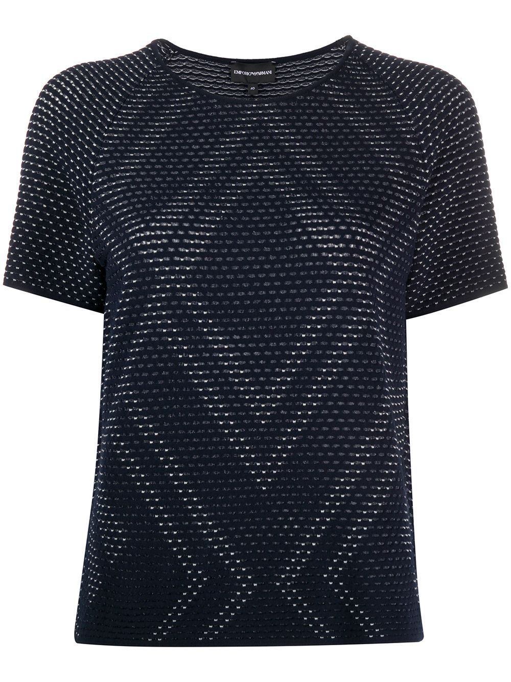 Shop Emporio Armani Perforated Knit Top In Blue