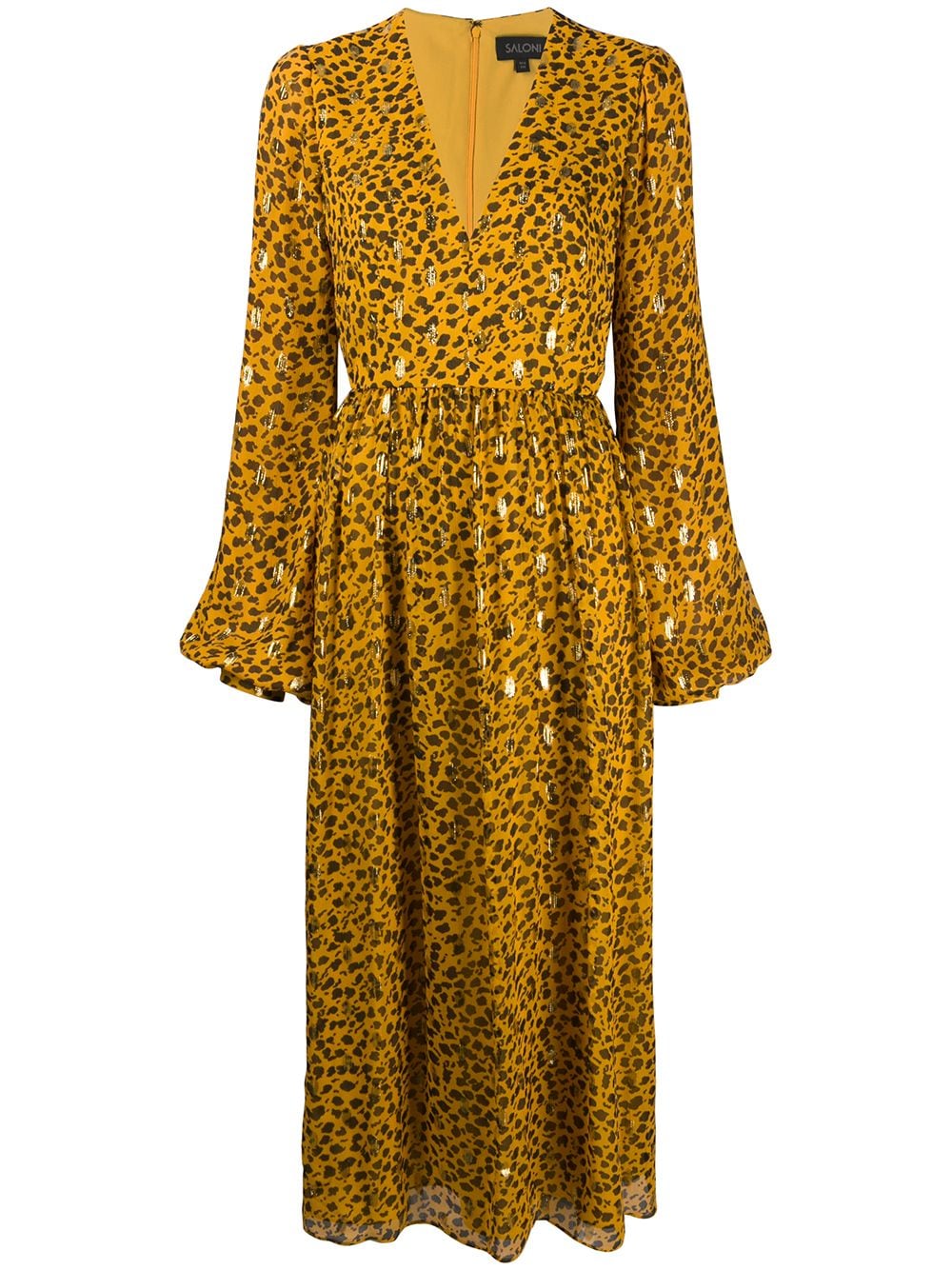 фото Saloni расклешенное платье с леопардовым принтом