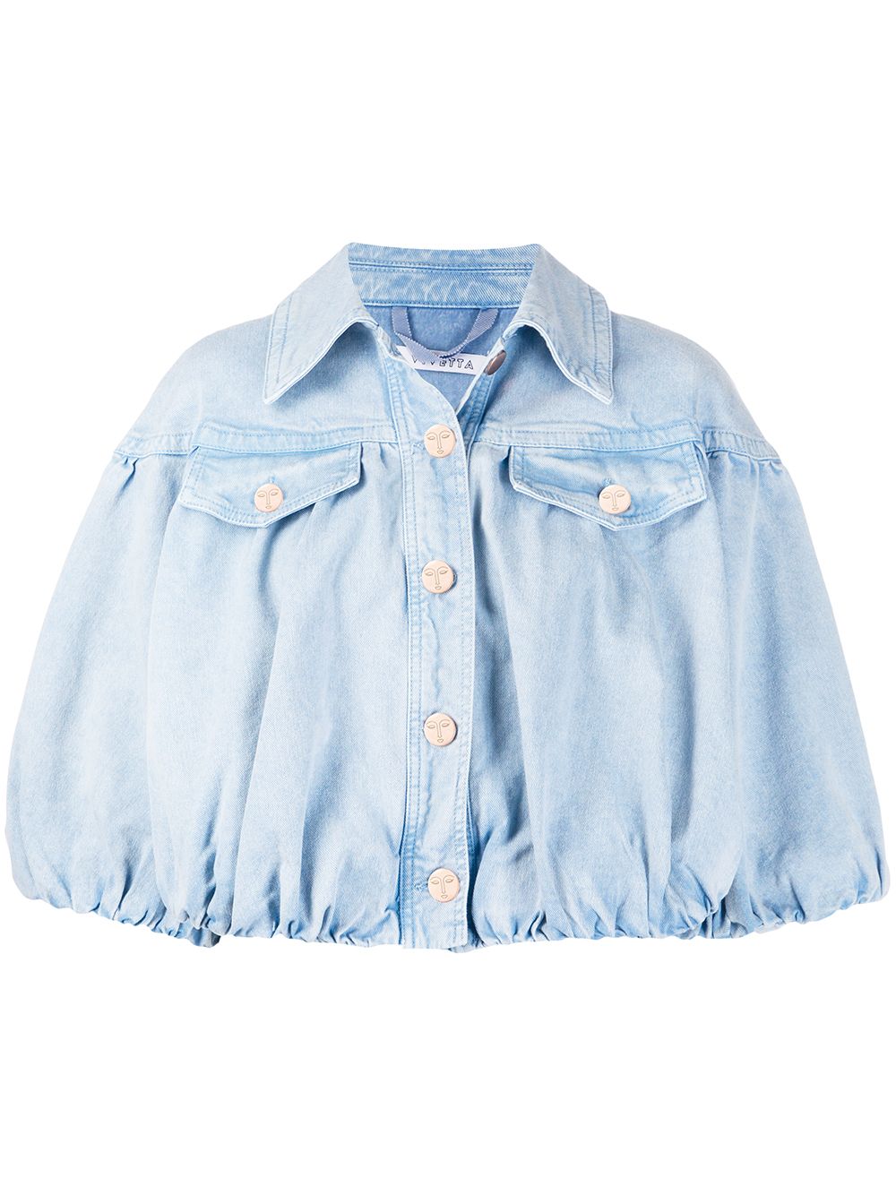 Shop Vivetta Cropped Oversized Denim Jacket In Blue