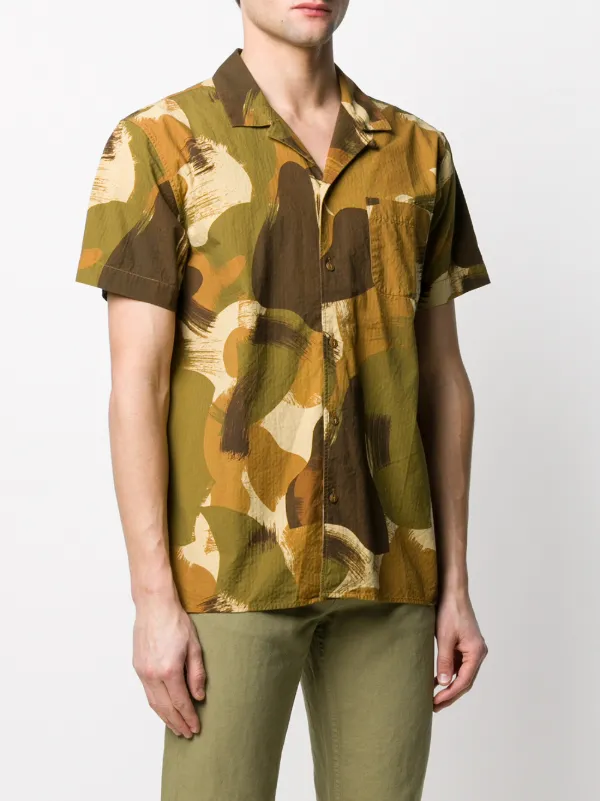 Shop YMC camouflage casual shirt with 