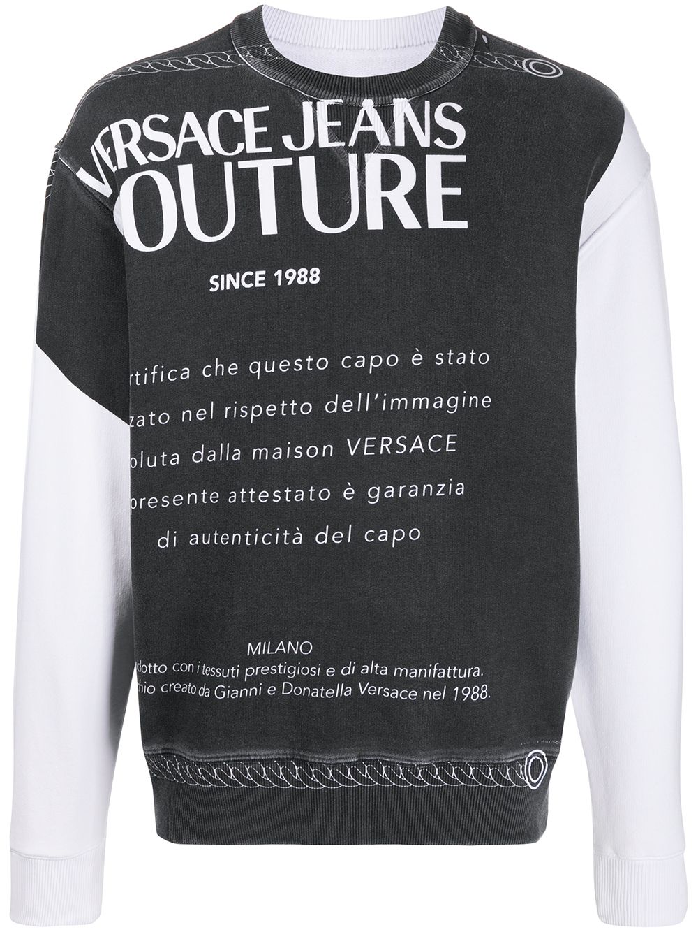 Versace Jeans Couture Colour-block Graphic Printed Sweatshirt In Black