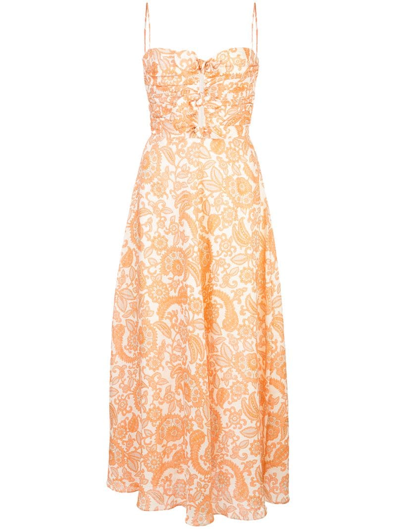 Zimmermann Peggy Linen Paisley Print Dress In Orange