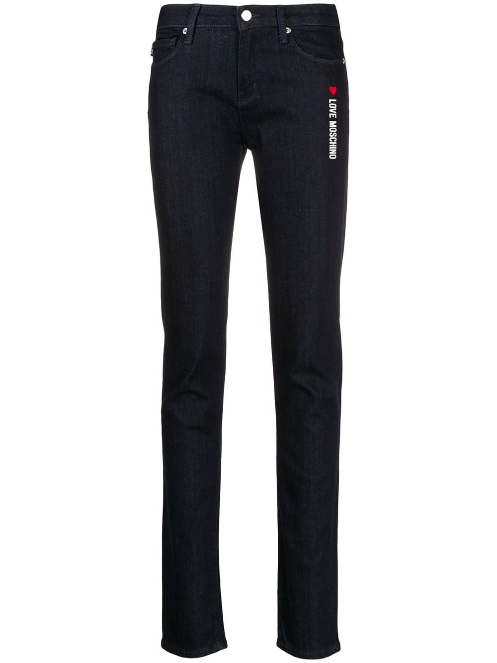 Love Moschino Logo Print Skinny Jeans In Blue