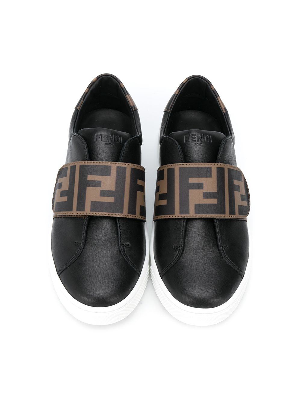 Shop Fendi Ff Touch Strap Sneakers In Black