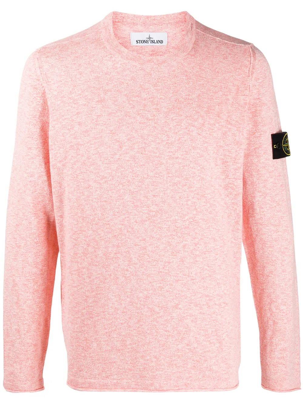 Stone Island Melange Knitted Jumper In Orange
