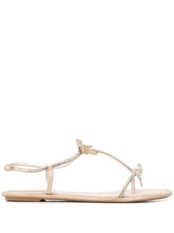 gold embellished flat sandals