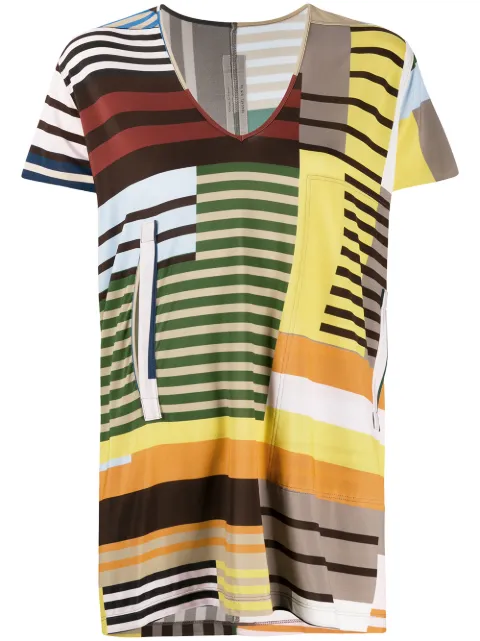 Rick Owens colour block V-neck T-shirt