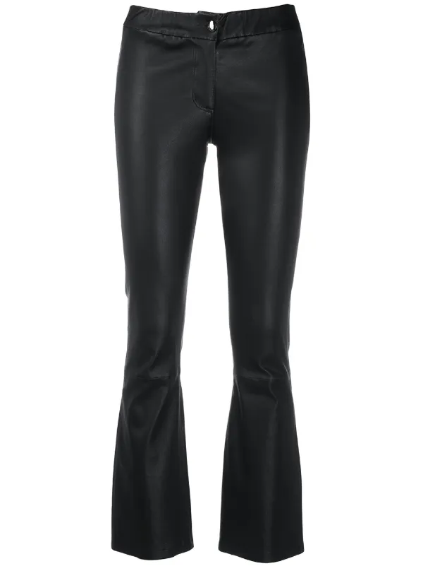 leather kick flare trousers