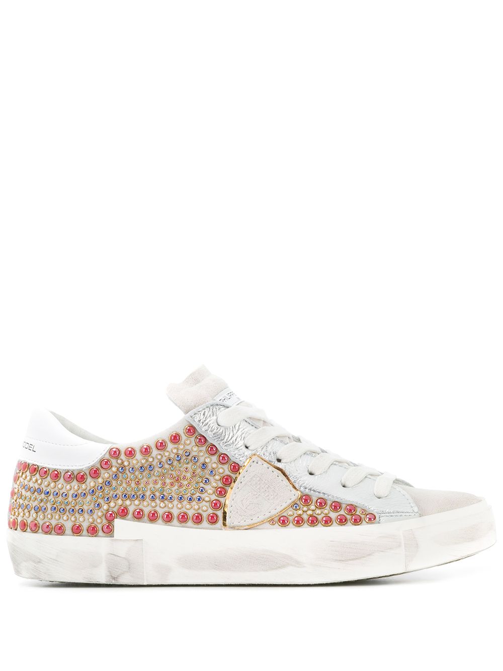 Philippe Model Paris Embellished Low-top Trainers In White