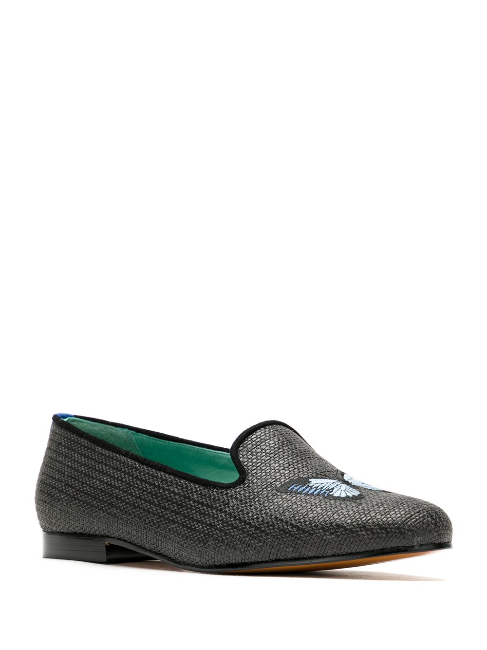 фото Blue bird shoes loafer butterfly palha preto